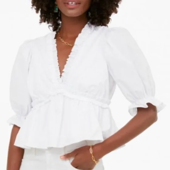 Tuckernuck Tops - White Ruffle Rela Blouse Hyacinth House